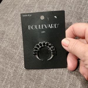 NWT Crescent Moon pin/Brooch,black crystals